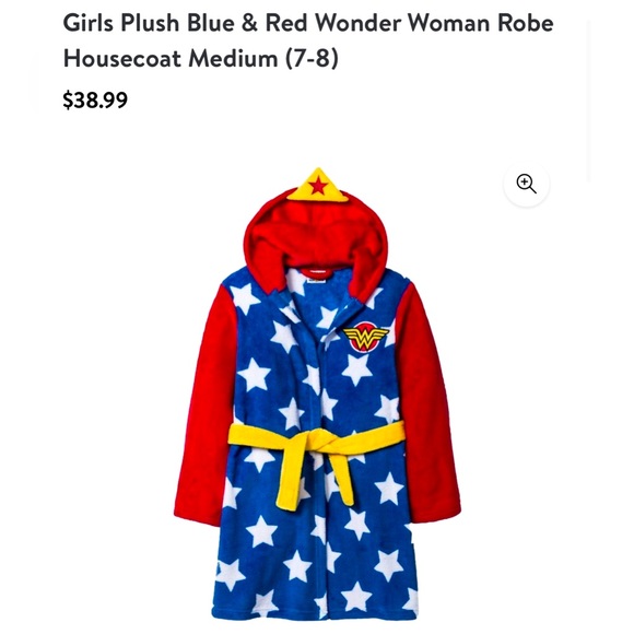 Wonder Woman Girls Fleece Robe Costume DC Comics WW WonderWoman SuperHero Youth - Picture 11 of 11